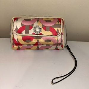 Coach wallet-wristlet with strap- multicolored